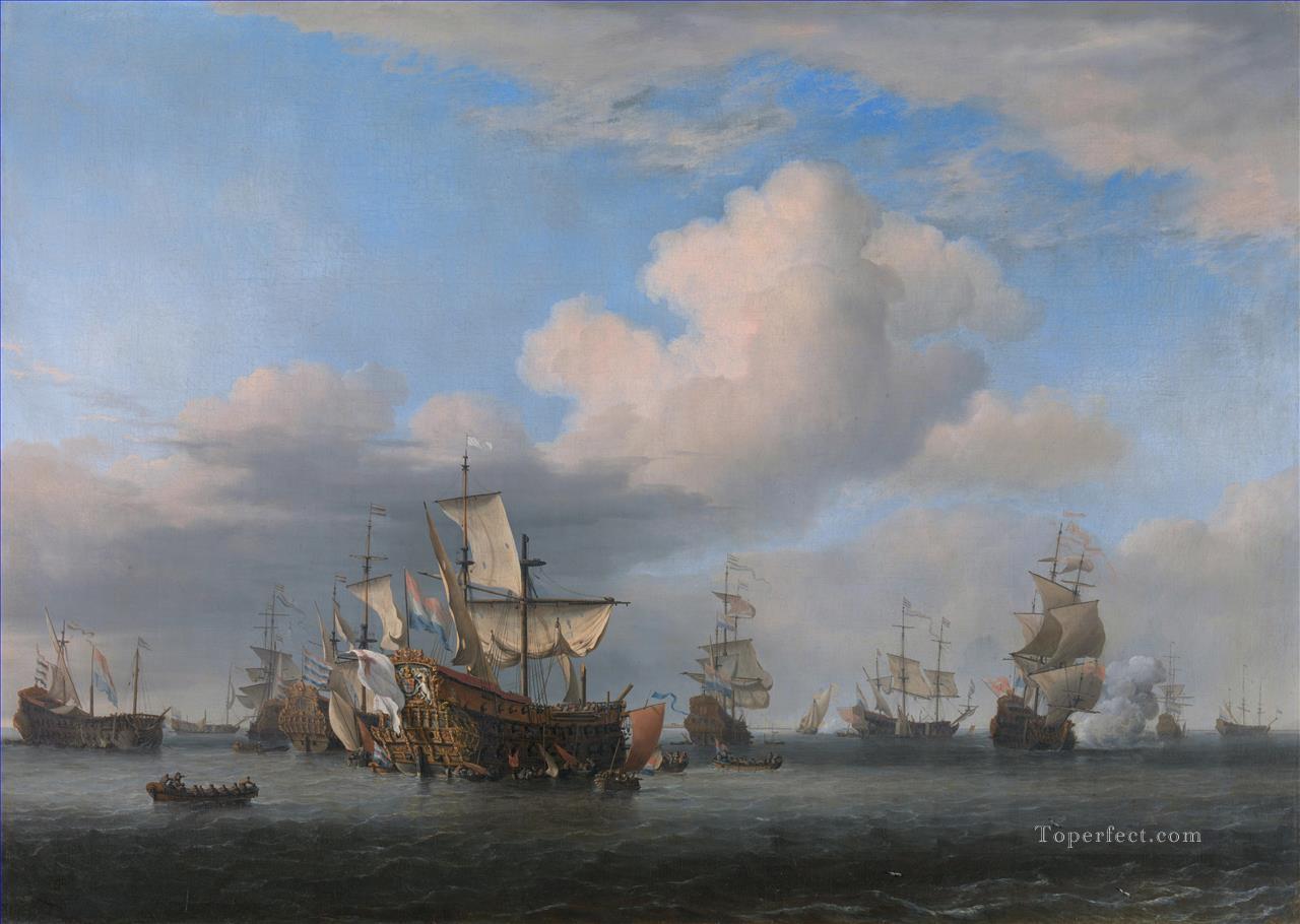 Four days Battle 2 Naval Battles Oil Paintings